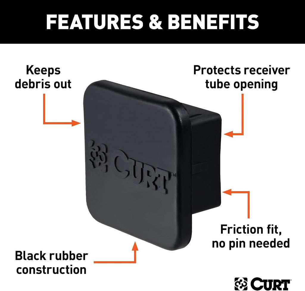 CURT 22272 Rubber Trailer Hitch Cover, Fits 2-Inch Receiver