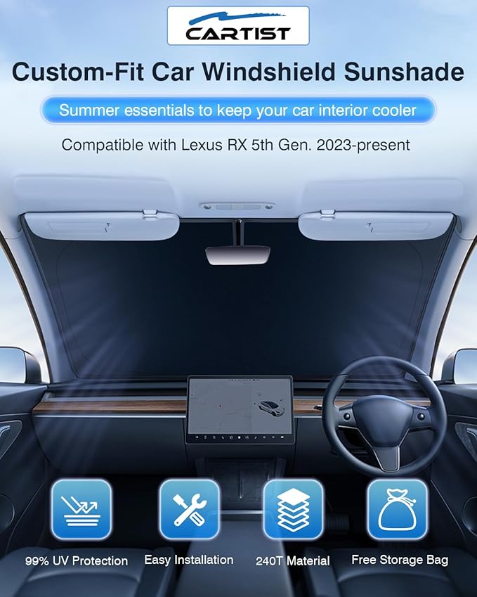 Thickened Windshield Sun Shade for Lexus RX 2023 2024 2025, Foldable Front - Image 2