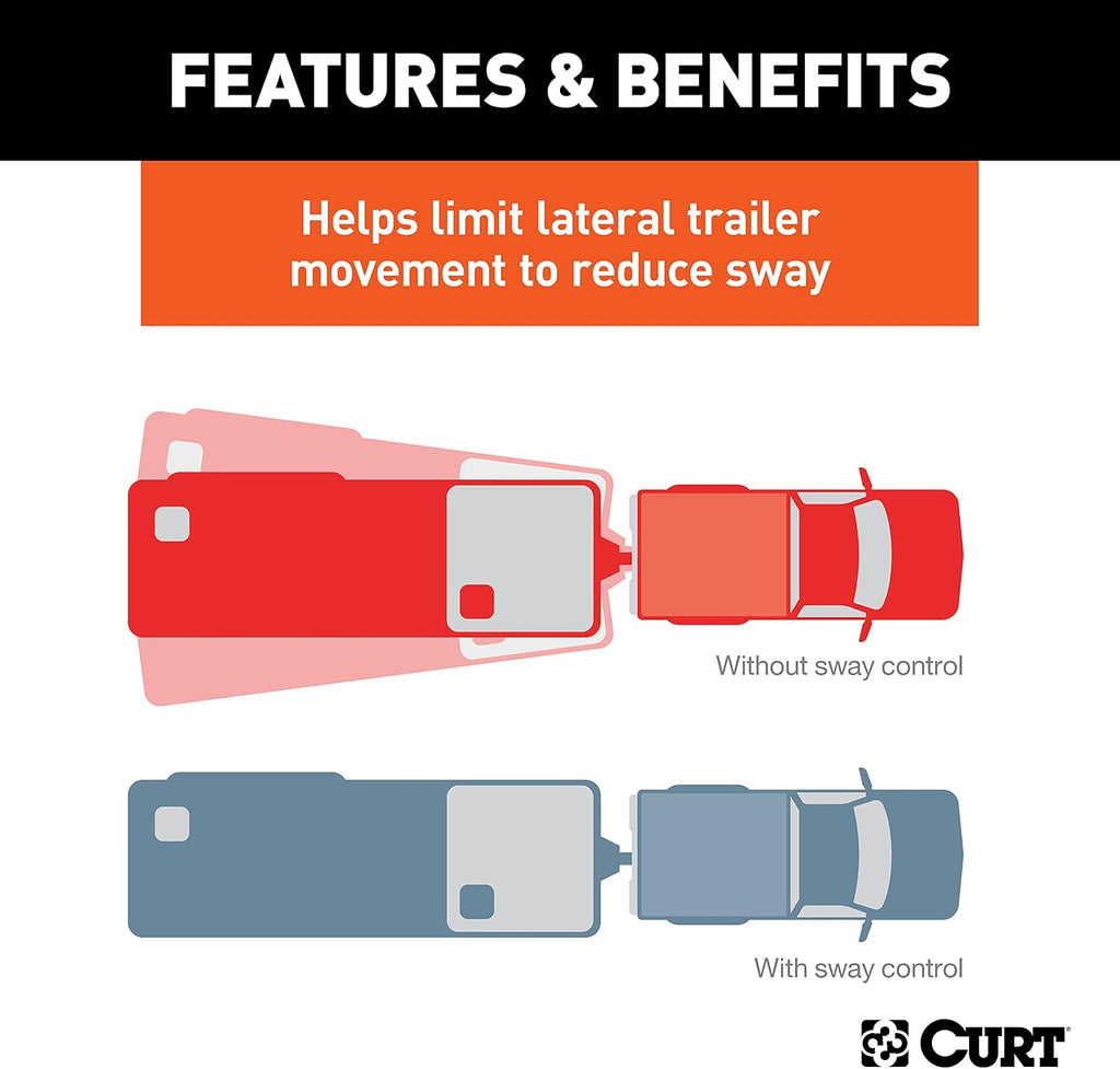 CURT 17063 Round Bar Weight Distribution Hitch with Sway Control, 2" Shank, 2-5/16" Ball, 10,000-14,000 lb GTW, 1,000-1,400 lb TW, Integrated Lubrication for Travel Trailers and Campers