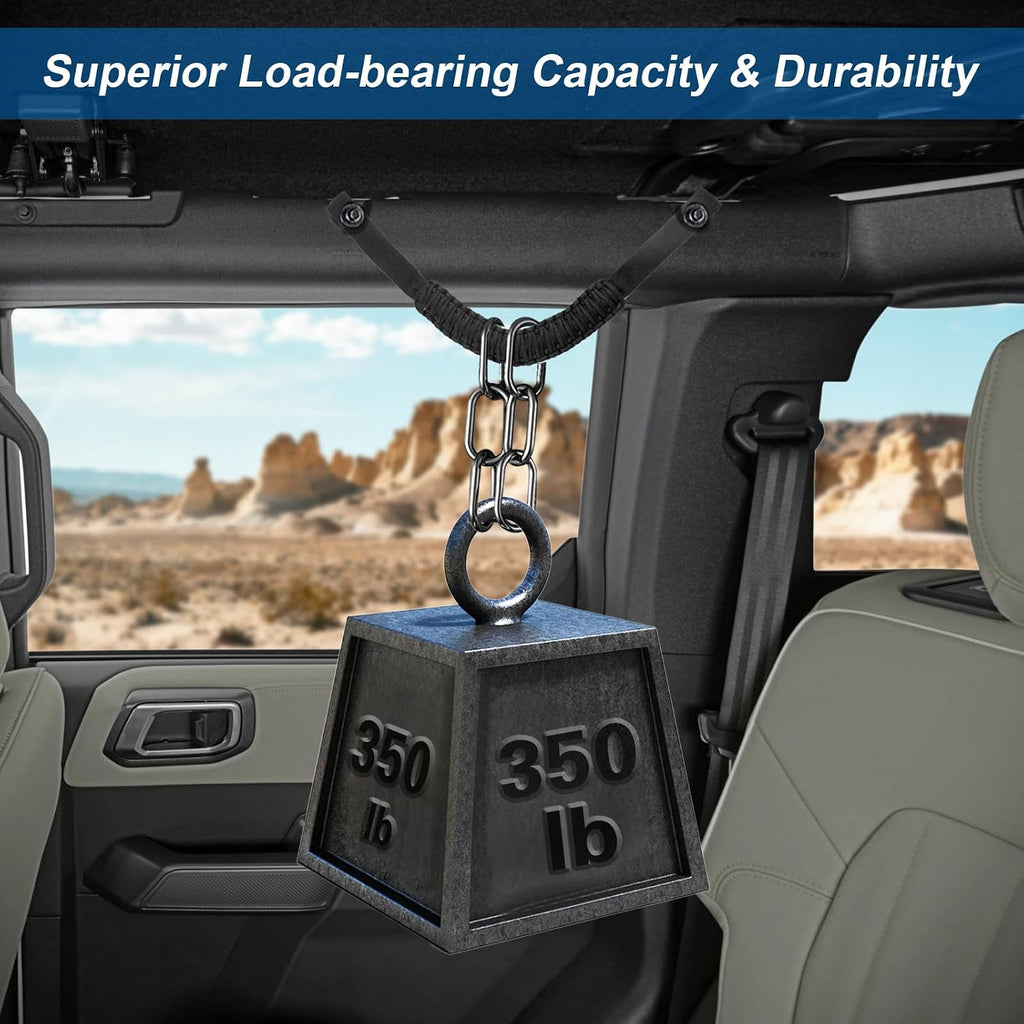 4 PCS Roll Bar Grab Handles Compatible with Ford-Bronco 2025, 2024, 2023, 2022, 2021, 4 or 2 Door, Upgrade Grab Handle, Comfortable Paracord Grip Handle, Black