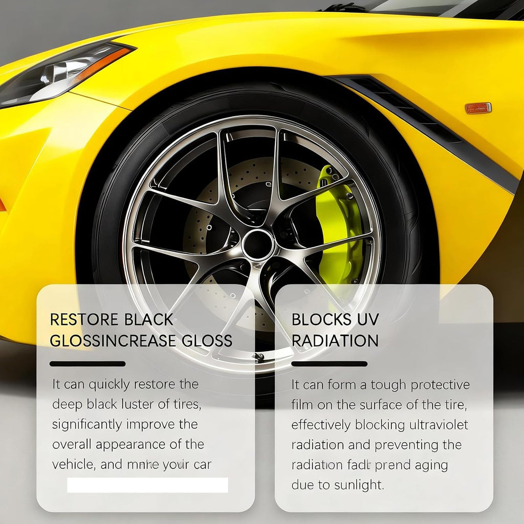 Tyre Nourish Cream Tire Shine Car Tire Retreading Wax Restores Black Gloss, Uv Protection and Waterproof Coating,Wheel Refurbishment Polish for Long-Lasting Shine and Clean Look (2pcs)