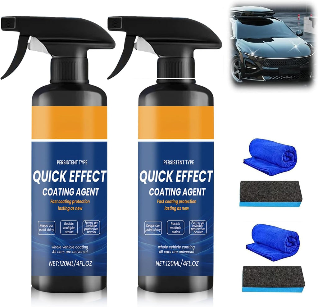 2Pcs Advanced Quick Effect Coating Agent,Car Coating Spray, 2025 New Car Paint Protection，Car Scratch Wax Polish Spray Waterless Wash，Multi-Purpose Oil Film Emulsion Glass Cleaner