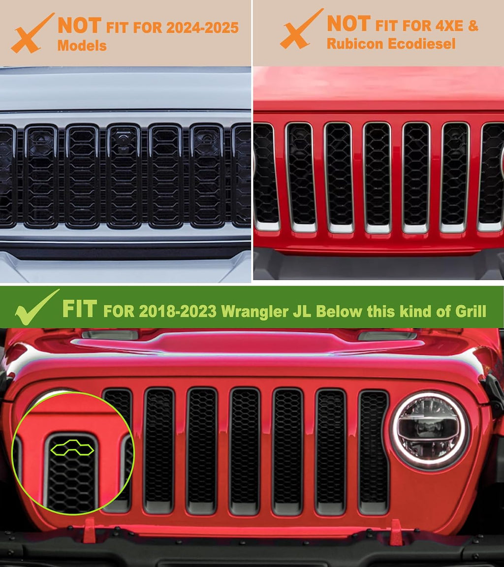 Grill Lights for Jeep Wrangler JL JLU Front Bumper Grille LED Running Marker Lamp Accessories (RGB, 2018-2023)