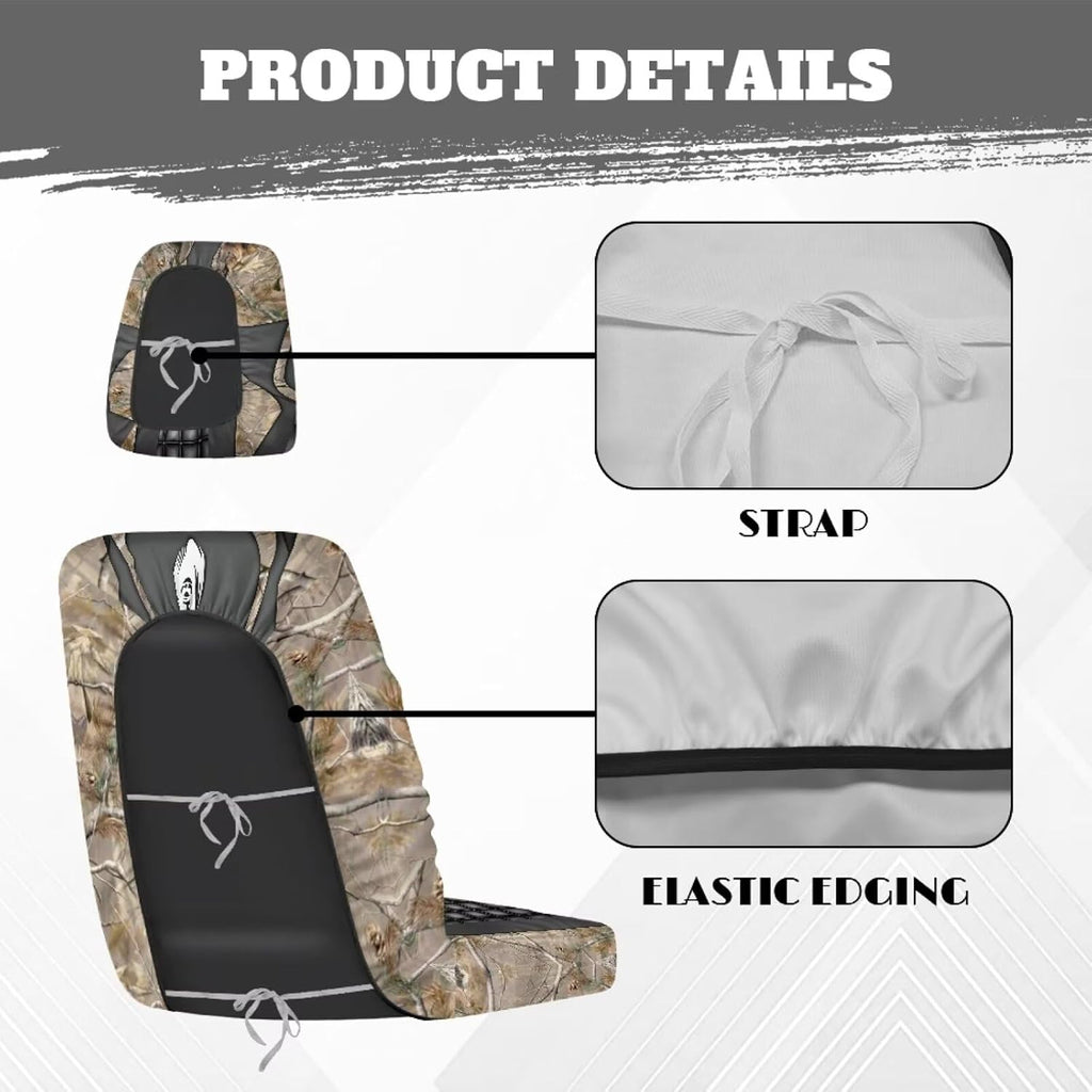 Howilath Forest Deer UTV Seat Cover Set with Headrest Heavy Duty Waterproof Compatible with Yamaha Rhino 450 660 700 Non-Slip Elastic Edging, Machine Washable