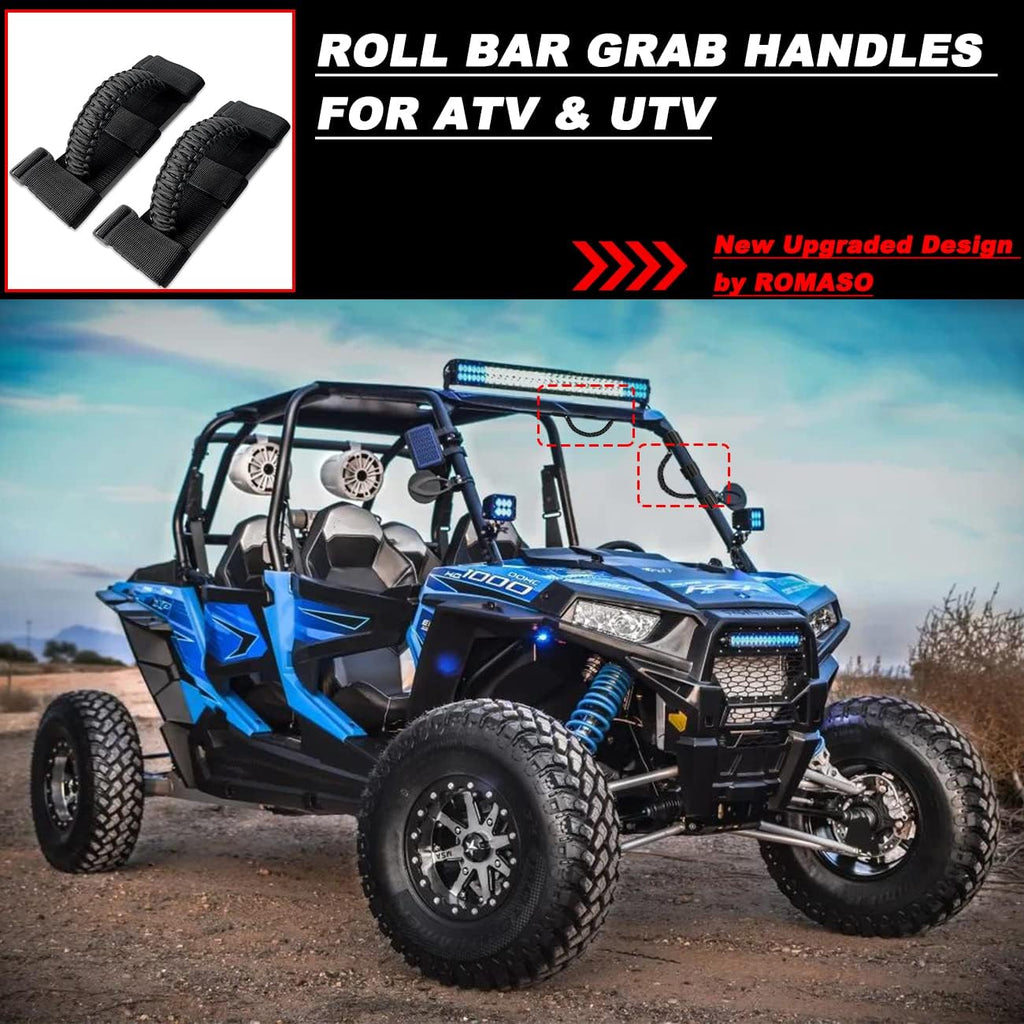 Roll Bar Grab Handles for UTV&ATV Roll Cage Grip Handles for 1.5-2 inch Bars,Compatible with Polaris RZR,Kawasaki Mule,Honda Pioneer,Can Am,etc, 2 Pack (Black)