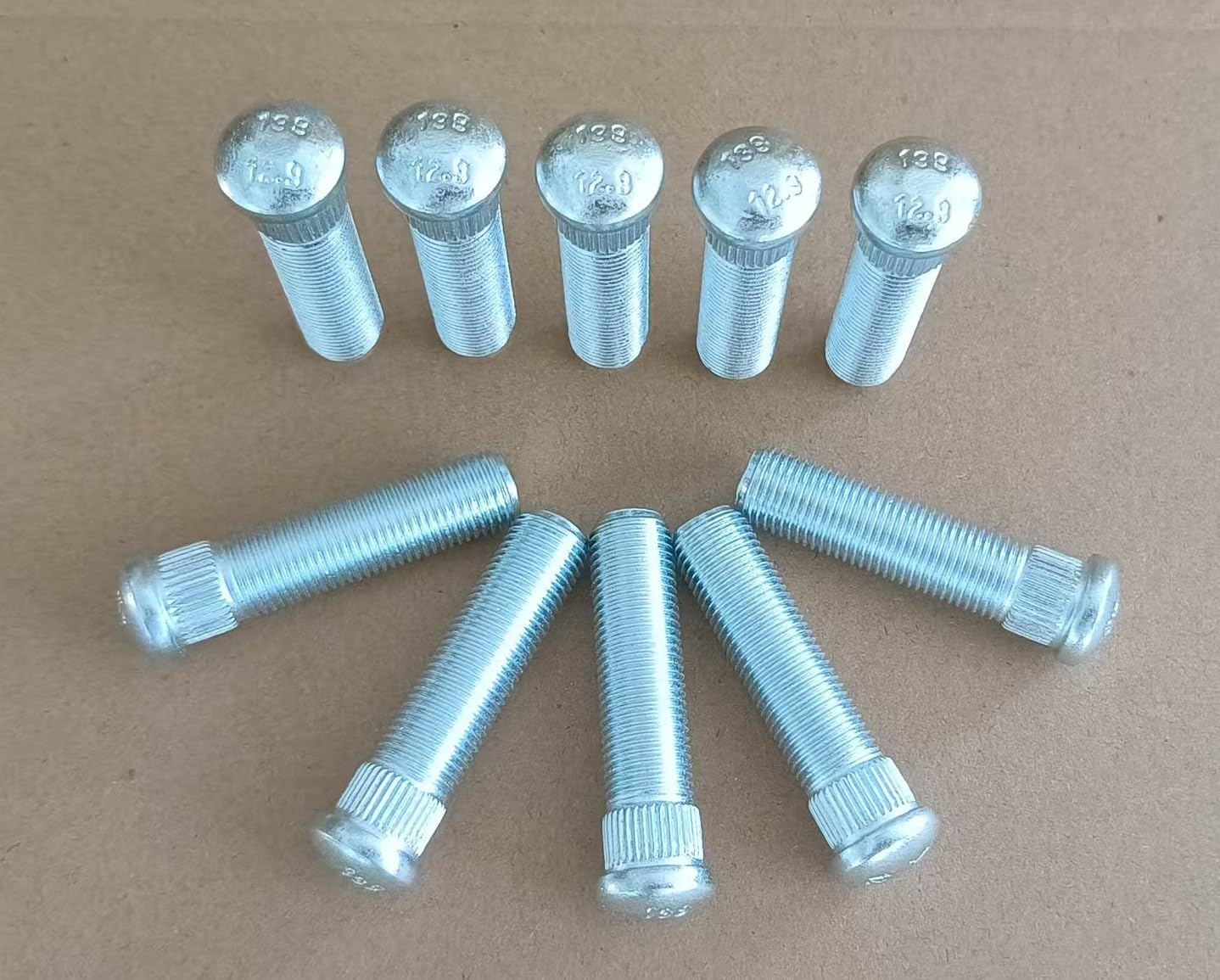 10 PCS 1/2" Extended Longer Than Stock Serrated Wheel Stud Bolts Thread 1/2-20 - .535 in. Knurl, 2 in. Length Replacement for Chevrolet Buick Cadillac GMC Pontiac Oldsmobile
