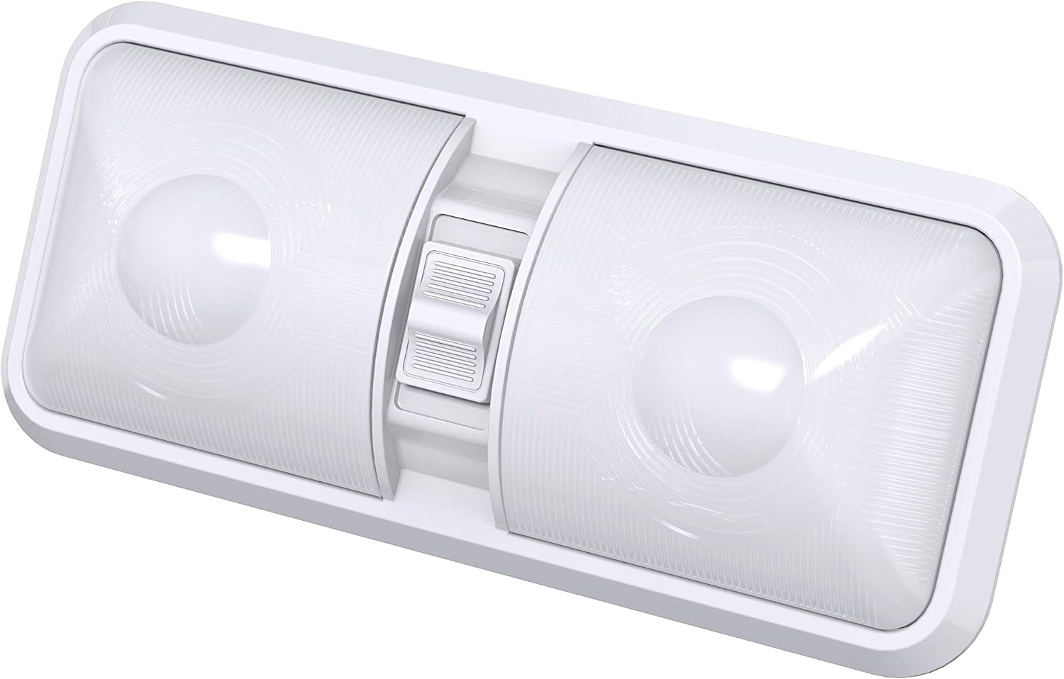 1 Pack RV LED Ceiling Double Dome Light Fixture with ON/Off Switch Interior Lighting for Car/RV/Trailer/Camper/Boat DC 12V 48X2835SMD (Frosted Lens Natural White 4000-4500K, 1-Pack)