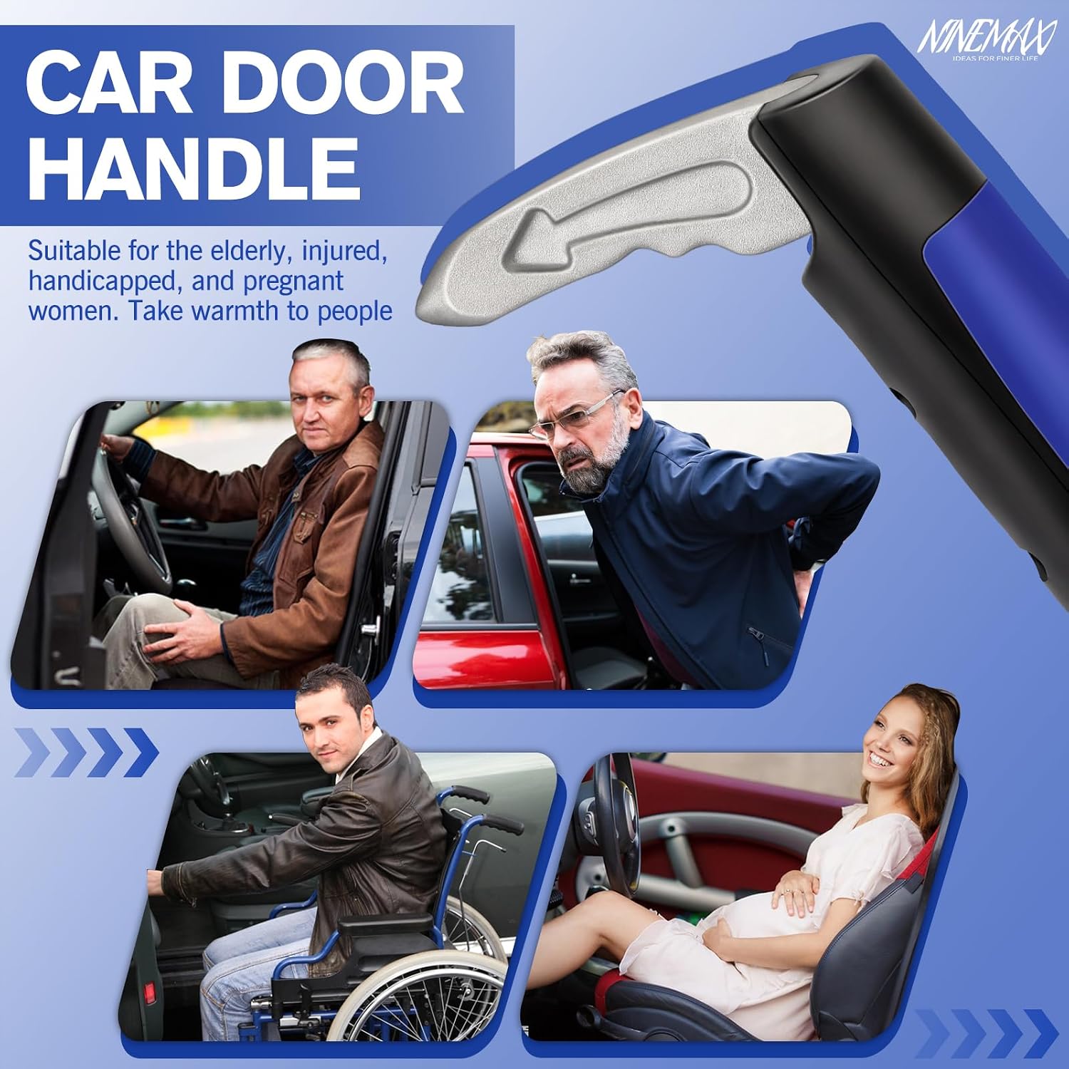 NINEMAX Car Door Handle for Elderly Car Handle Assist Support, Auto Grab Handles, Portable Car Door Cane for Seniors, Handicap (1 pc)