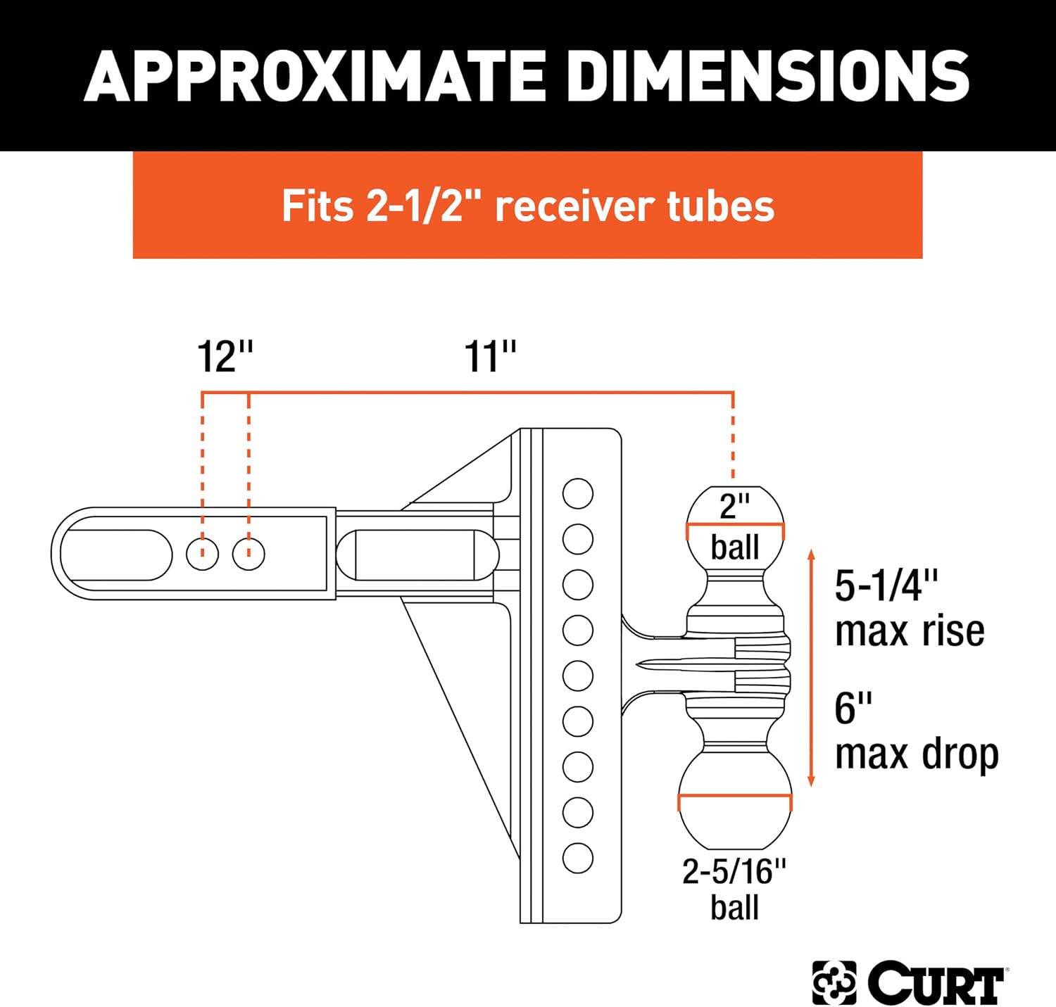Curt 45902 Adjustable Channel-Mount Ball Mount