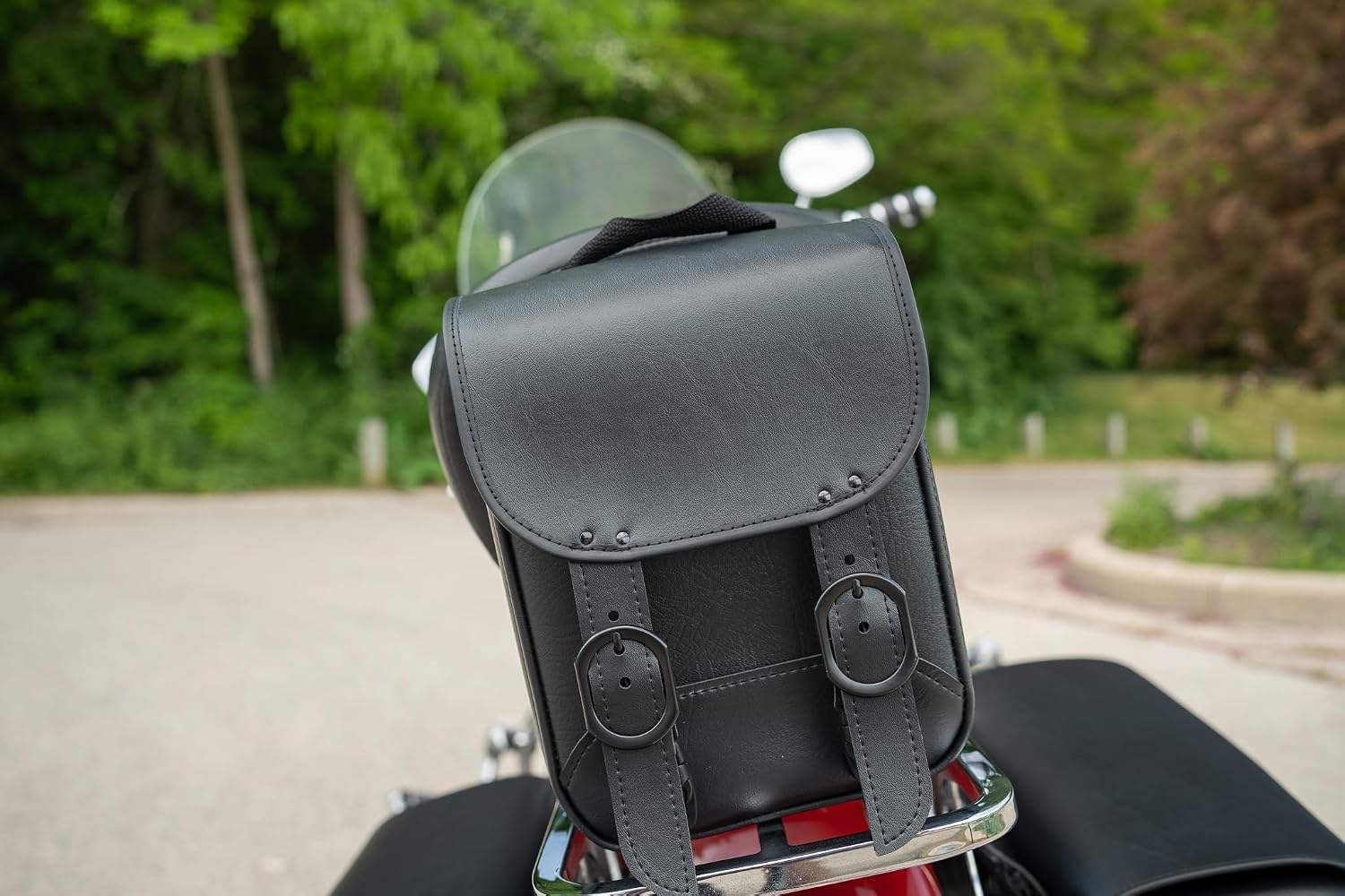 Dowco Willie & Max 59591-00 Black Jack Series: Synthetic Leather Motorcycle Sissy Bar Bag, Black, Universal Fit, 8in.W x 10in.H x 4.5in.D