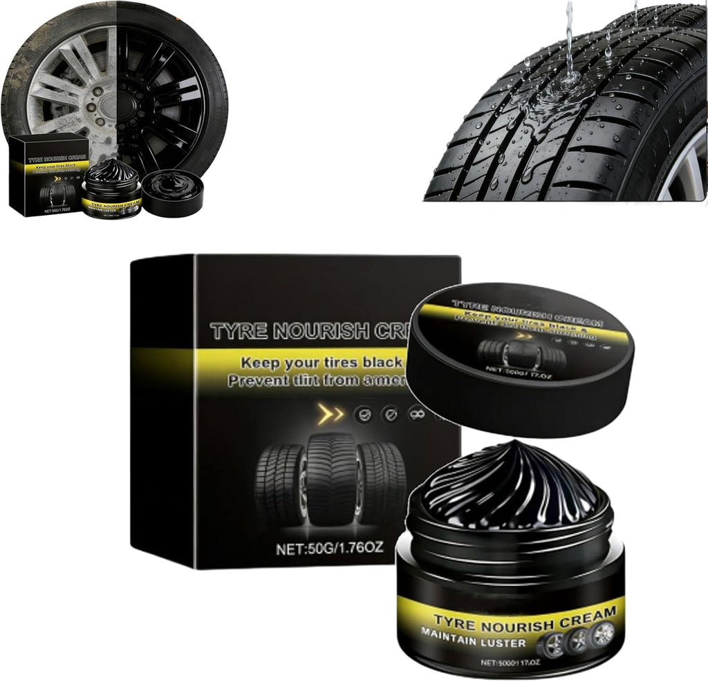 Tyre Nourish Cream, Powerful Wheel Cleaning Refurbish Wax, Car Tire Ceramic Restores Black Gloss, Tire Shine Protect Tires From Aging and Provide Deep Cleaning (1 pc)