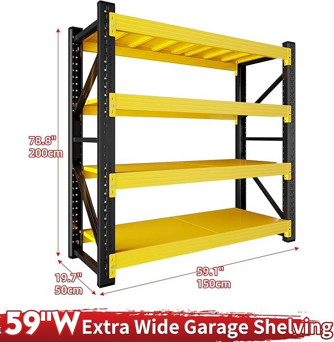 5000LBS Garage Shelving 59" W Garage Shelving Heavy Duty 4-Tier Metal Storage - Image 3