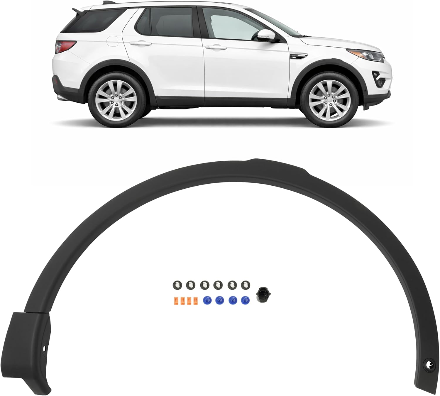 ALMULOO Front Right Fender Flares Compatible with 2015-2017 Land Rover Discovery Sport With Sensor Hole Replacement for LR058527 LR058528, Wheel Arch Covers, Plastic PP Passenger Side