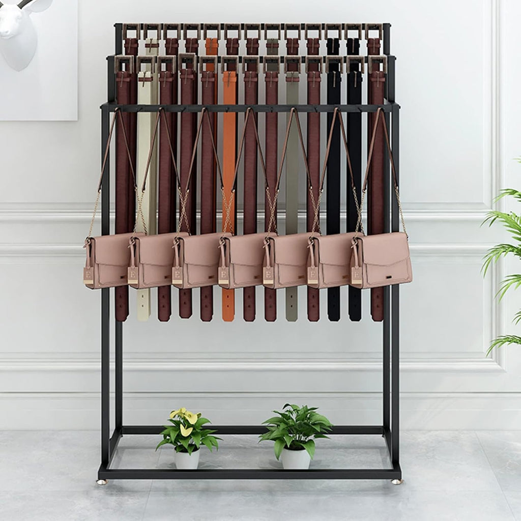 floor mounted metal belt hanger scarf rack for, close-up detail