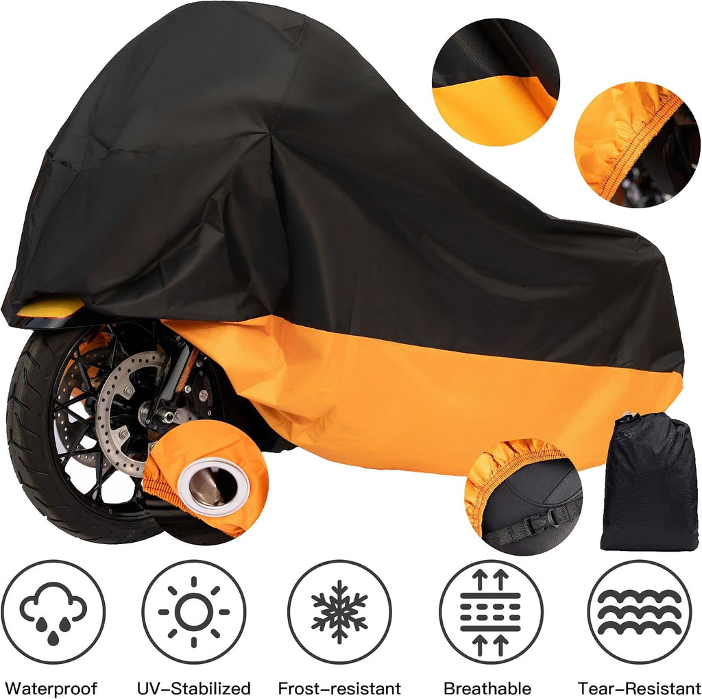 Motorcycle Cover Waterproof for Harley Davidson Street Glide Touring XXXL Orange