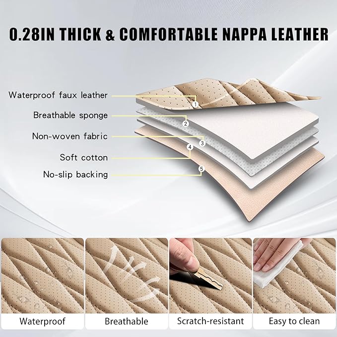WELLDO Car Seat Covers Front Seats, Leather Seat Covers - Image 4
