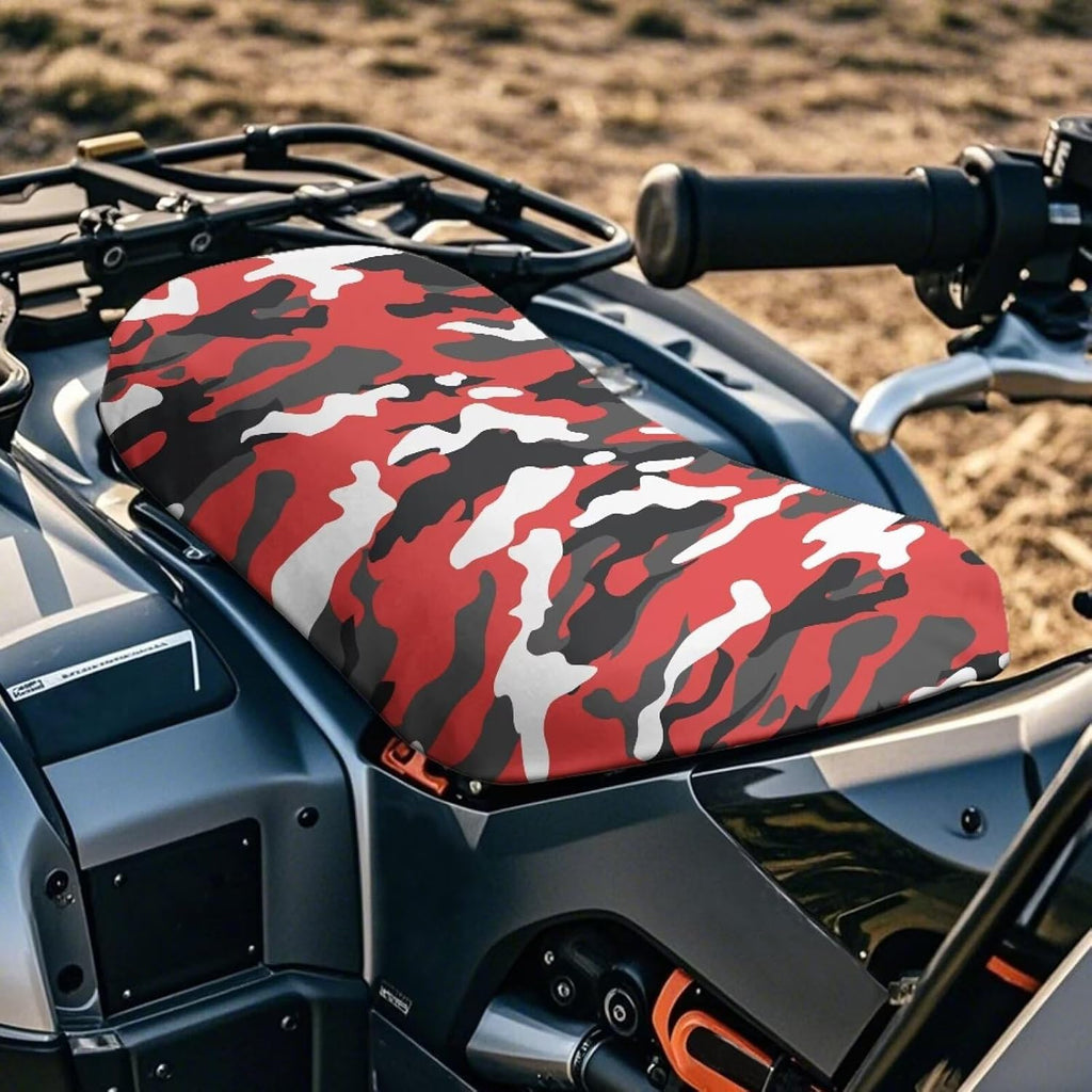 Red Camo ATV Seat Cover Waterproof Universal Fit Most Four-Wheeler Anti-Slip & Tear-Resistant Four Wheeler Seat Cover ATV Accessories, 1 Pack