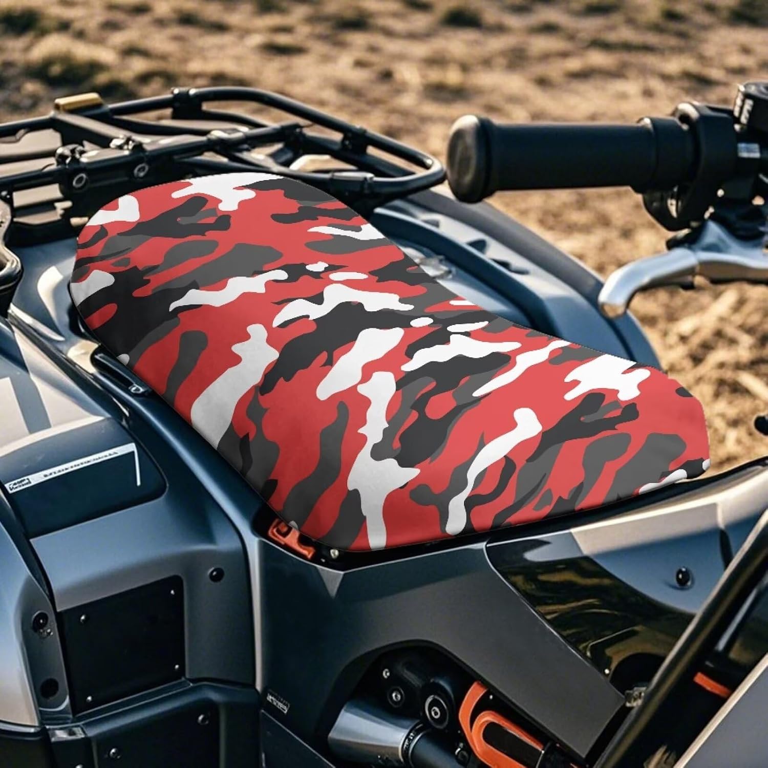 Red Camo ATV Seat Cover Waterproof Universal Fit Most Four-Wheeler Anti-Slip & Tear-Resistant Four Wheeler Seat Cover ATV Accessories, 1 Pack