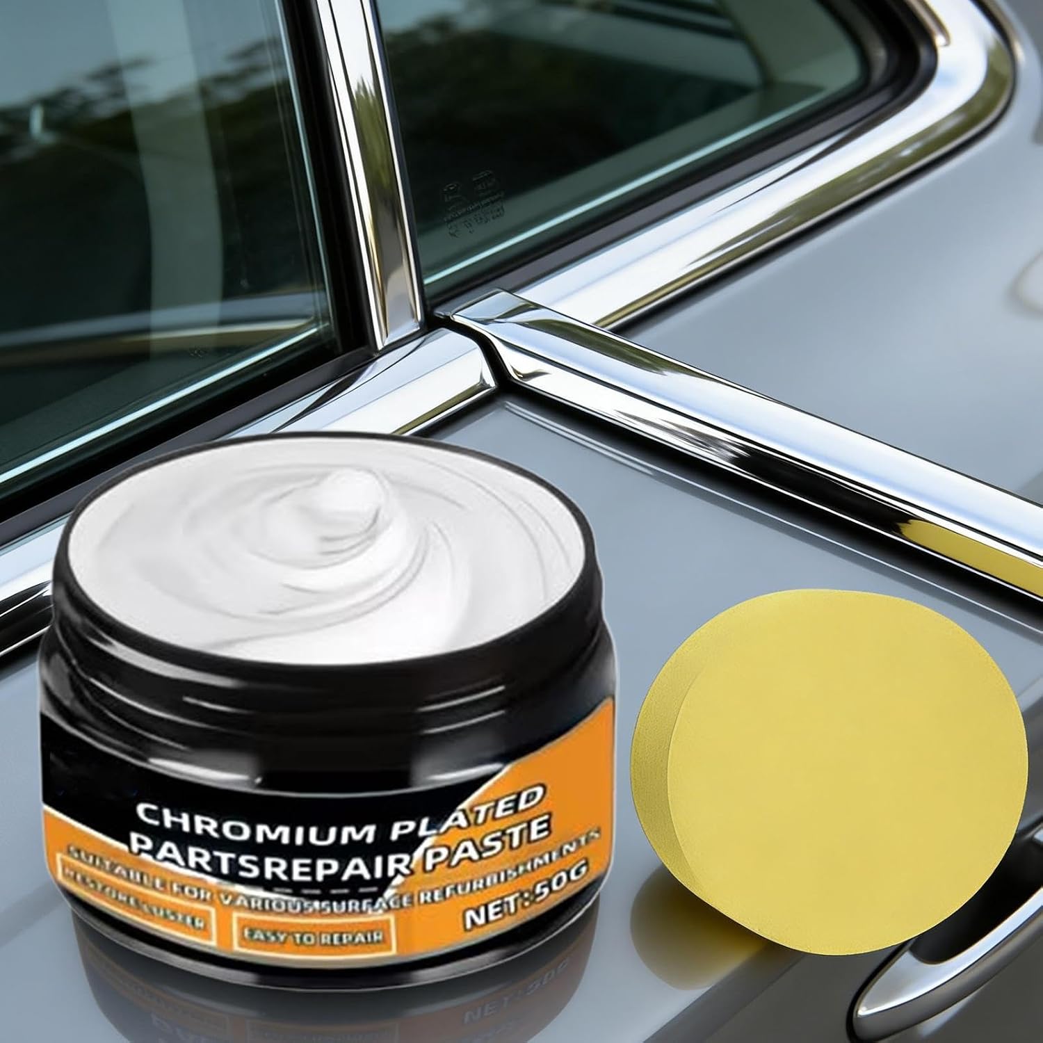 Metal Restorer - Buffing Compound, 1 Effective for RV Electroplating Strips, Shine Solution with Microfiber, Protective Coating for Door Handles, Glass Panels and Bumpers