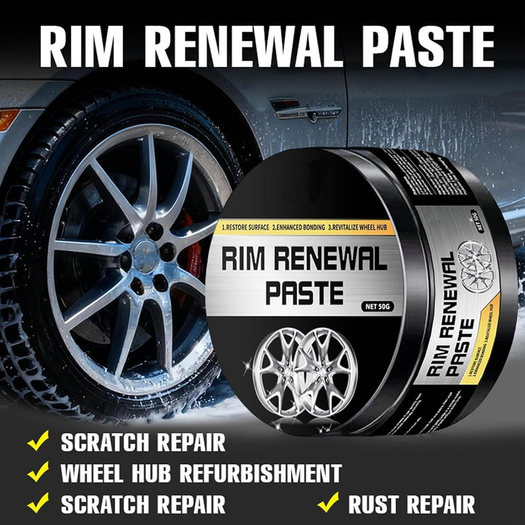 2026 New Wheel Care & Restoration Paste, Rim Renewal Paste, Rim Repair Kit Curb Rash, Car Wheel Scratch Repair Paste with Sponge, Multi-Purpose Wheel Restoration Polish Buffs (2PCS)