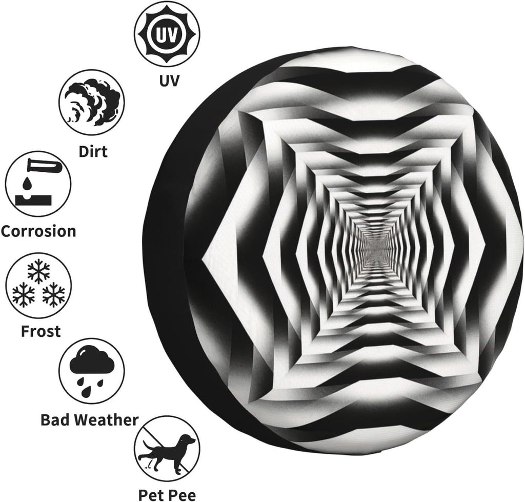 Abstract Dizziness Corridor Print Universal Spare Tire Cover for RV, Jeep | Wheel Protector Fits Rv, Trailer, Jeep, Shield Tires From Sun, Dirt And Rain For Outdoor Storage
