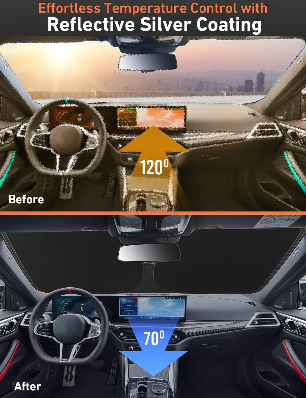 EcoNour Windshield Sunshade Compatible for Toyota RAV4 2019-2024 2025,2026 LE, XLE, Premium, XSE, Limited, SE, TRD Off-Road, Sun Visor for Front Window Sun Shade Cover, UV Protector, Car Accessories