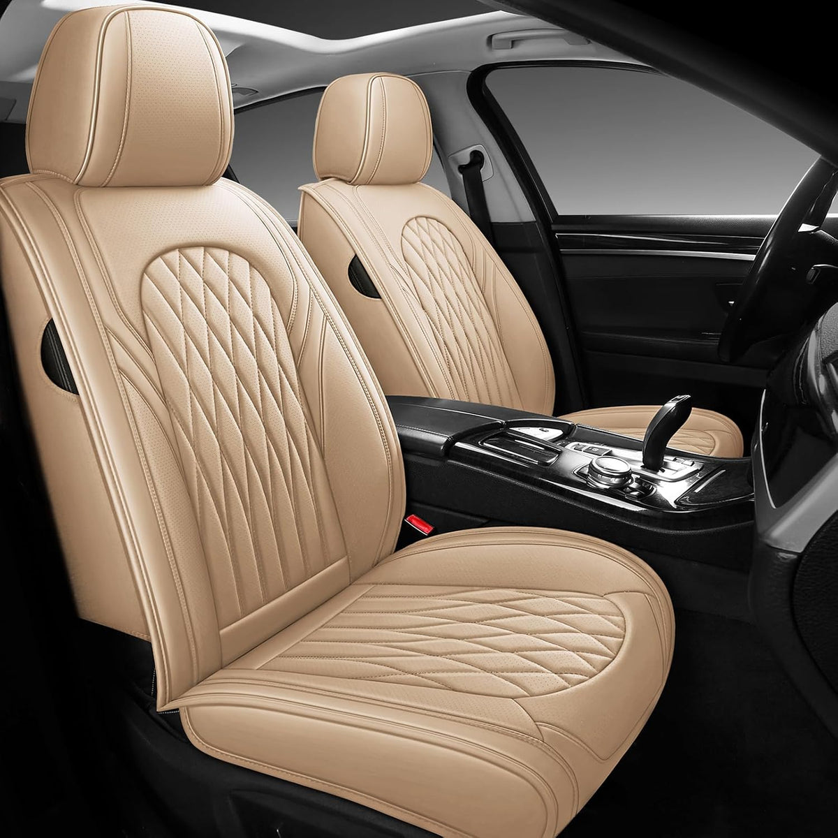 WELLDO Car Seat Covers Front Seats, Leather Seat Covers