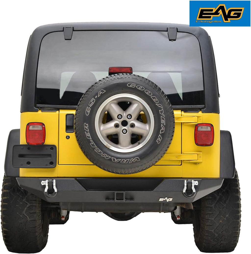 EAG Rear Steel Bumper and Hitch Receiver Fit for 87-06 Wrangler YJ TJ