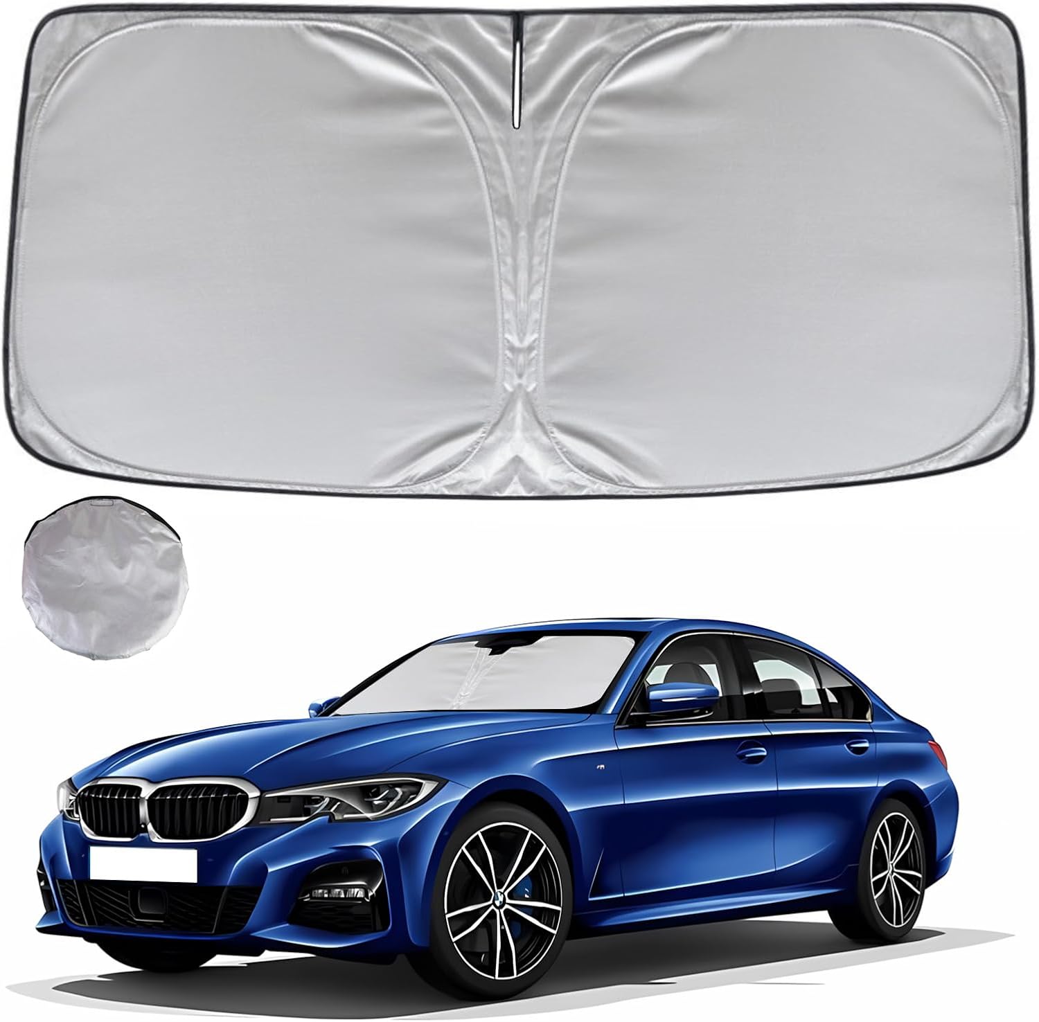 KAYZT Windshield Sun Shade for 2019-2025 2026 BMW 3 Series 330i 328i 320i 325i 335i Foldable Sunshade Front Window Custom Fit Car Accessories