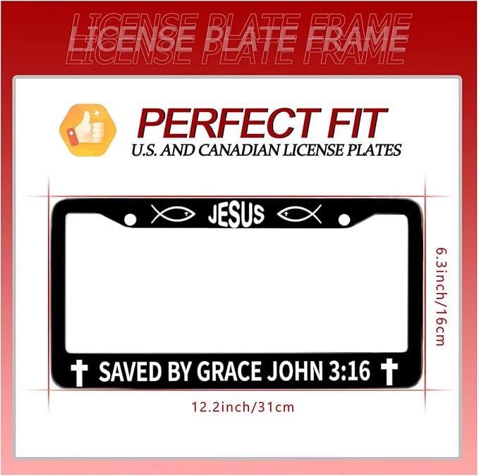 John 3:16 Jesus License Plate Frames Round Hole Personalise License Plate Frame - Image 6