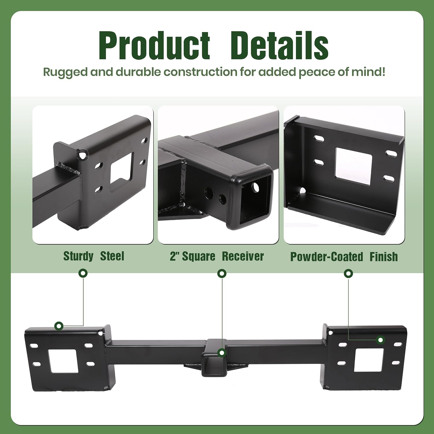 ALMULOO 2" Front Mount Trailer Receiver Hitch Compatible with 1999-2007 Ford F-250/350/450/550 Super Duty w/2" Receiver Powder Coated Steel Replacement for 65022