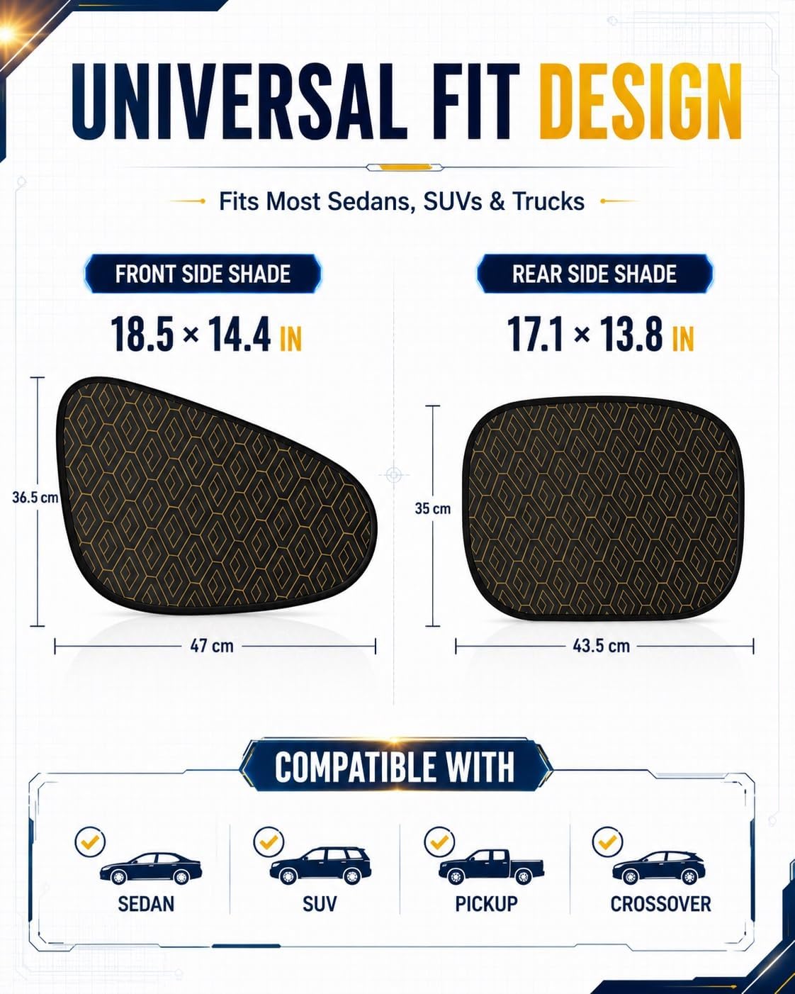Universal Car Side Window Sun Shades, Side Automotive Window Sunshades, Driver Passenger Sun Blocker, Removable Window Cover, Car Shades for Side, UV Protection Privacy Screen Accessories(D+P)