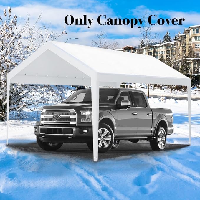 Rutile 10 x 20 FT Carport Replacement Cover, Heavy Duty Car Tarp Canopy Tent - Image 5