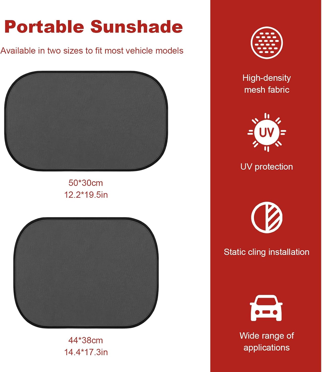 2 PCS Car Sun Shades, 19.5" × 12.2" Foldable Auto Sunshade Protector Rear Window Cover, Easy to Install Car Window Shades Protect Pets in The Back Seat from Sun Glare & Heat (Long)