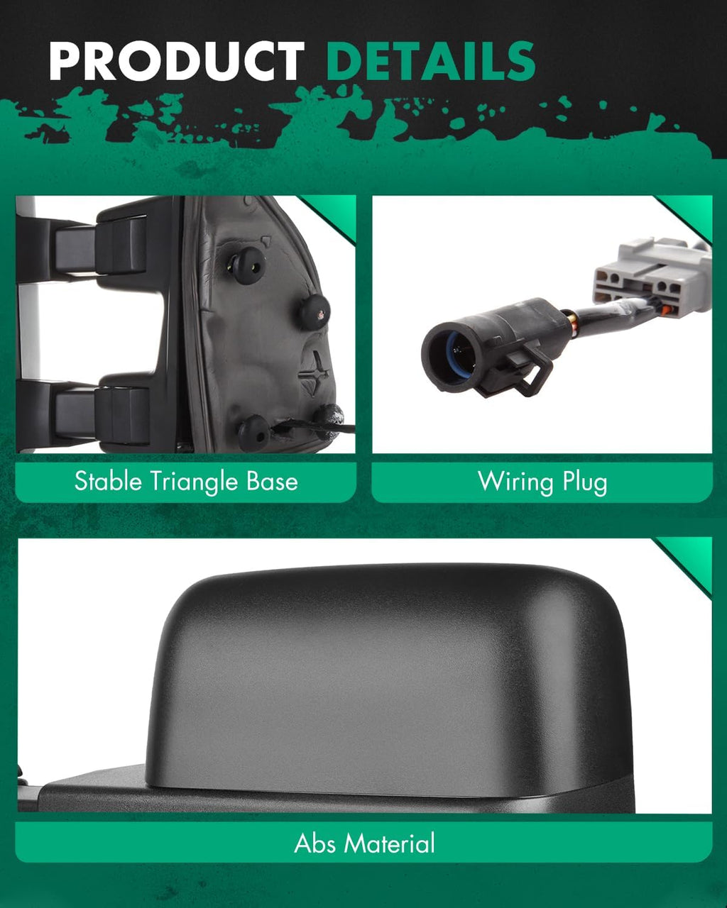 SCITOO Towing Mirrors Compatible With 1999-2007 For Ford For F250/For F350/For F450/For F550 Super Duty A Pair(Left Right Side Tow Mirrors) With Power Adjusted Heated Turn Signal Light Black Housing
