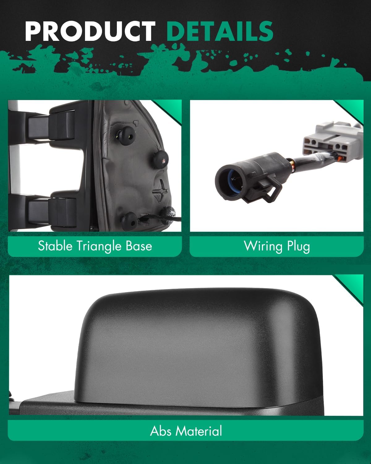SCITOO Towing Mirrors Compatible With 1999-2007 For Ford For F250/For F350/For F450/For F550 Super Duty A Pair(Left Right Side Tow Mirrors) With Power Adjusted Heated Turn Signal Light Black Housing