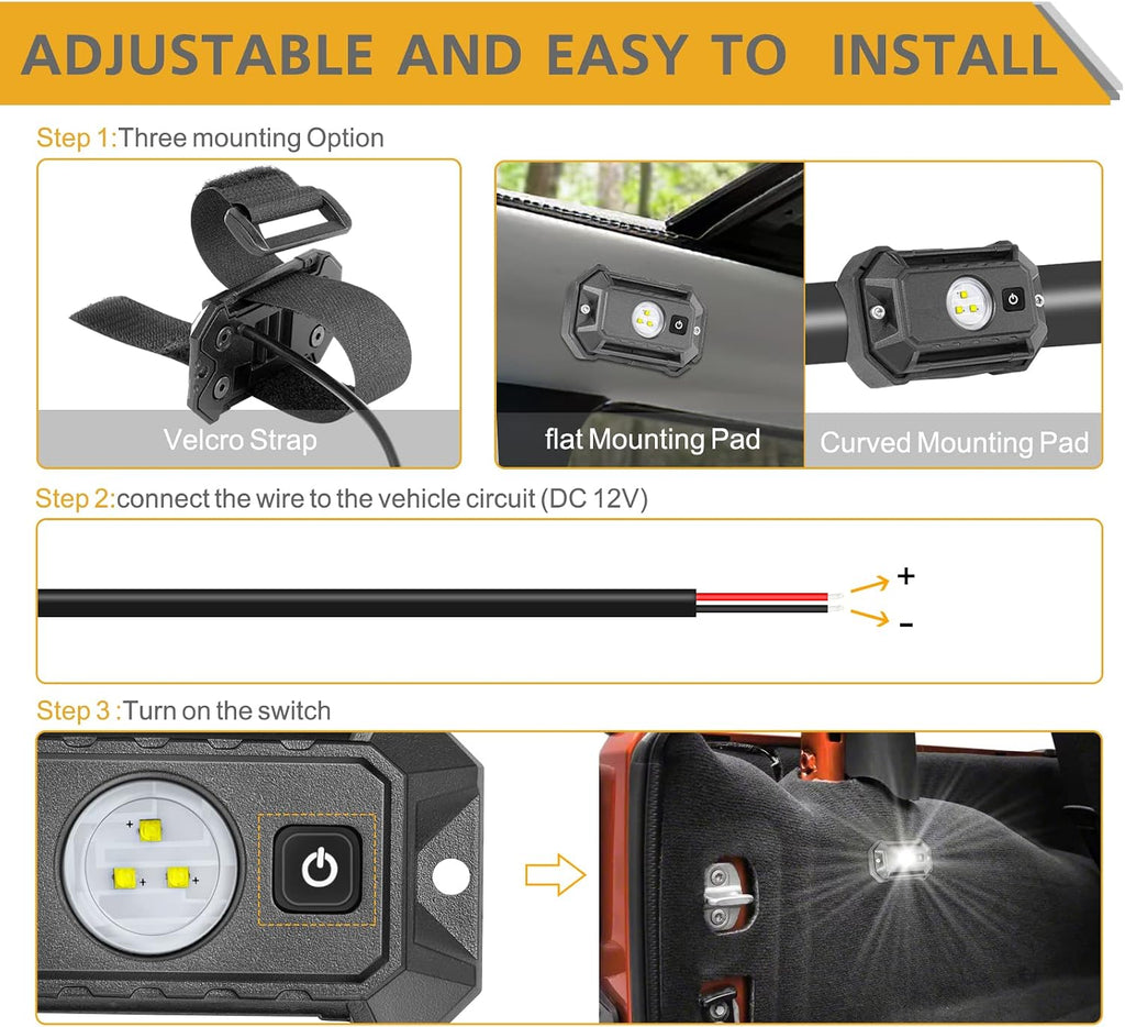 UTV LED Dome Light 12V with Switch, Rfroad Lighting Universal Roll Bar Mount LED White Lights Interior Dome Light for UTV ATV Polaris RZR Can Am Car Golf Cart