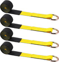 4 Pack 2" x 8ft Lasso Tow Truck Straps with D Ring 11, 000 Lbs Break Strength D Ring Auto Tie Down Wheel Lift Trailer Strap for Hauling Utv SUV Wrecker Rollback (Yellow)