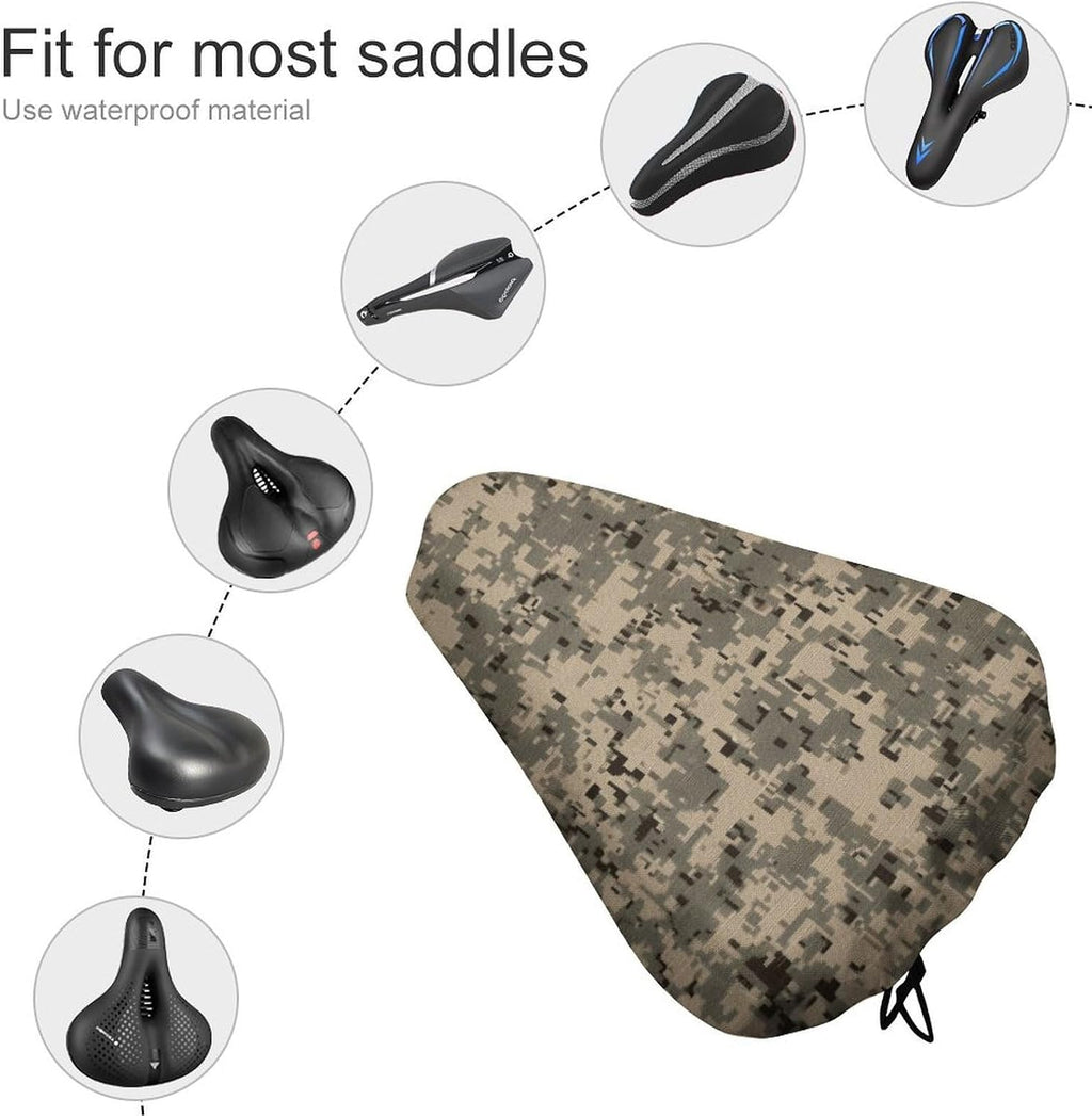 Army Digital Camouflage Waterproof Bike Seat Cover Non Slip Padded Bicycle Saddle Cushion Protector Soft Waterproof Bicycle Saddle Cover Thick Silicone Padded for Mountain Road Bike