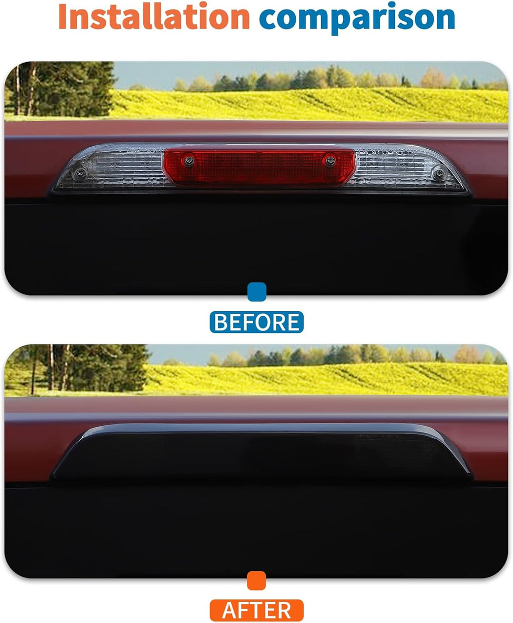 JeCar for 2015-2023 Ford F150 Smoked 3rd Third Brake Light Cover Trim Guard – F150 High-Mount Brake Light Cover Decoration Accessories