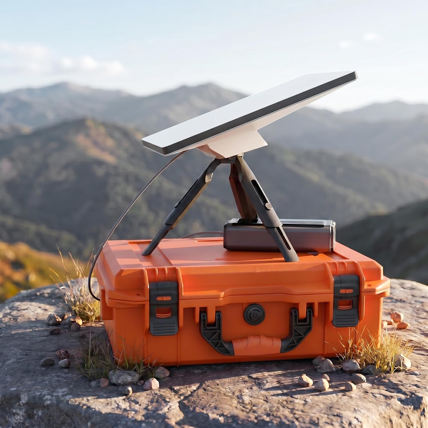 DAIERTEK Starlink Mini Case Travel with Tripod, Orange | Hard Case, Precision Cut Foam, Waterproof, Portable, For Camp