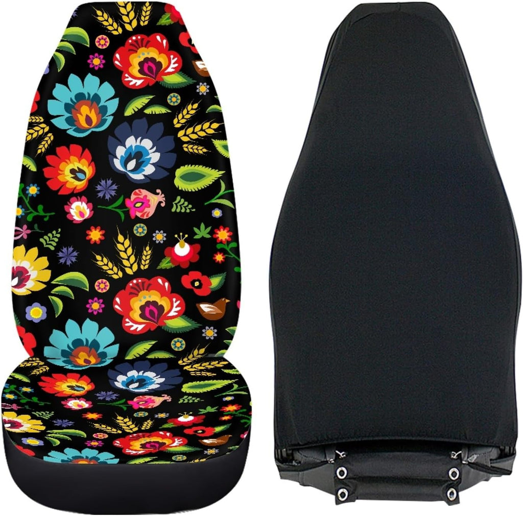 bulopur black boho floral car seat covers front, package contents