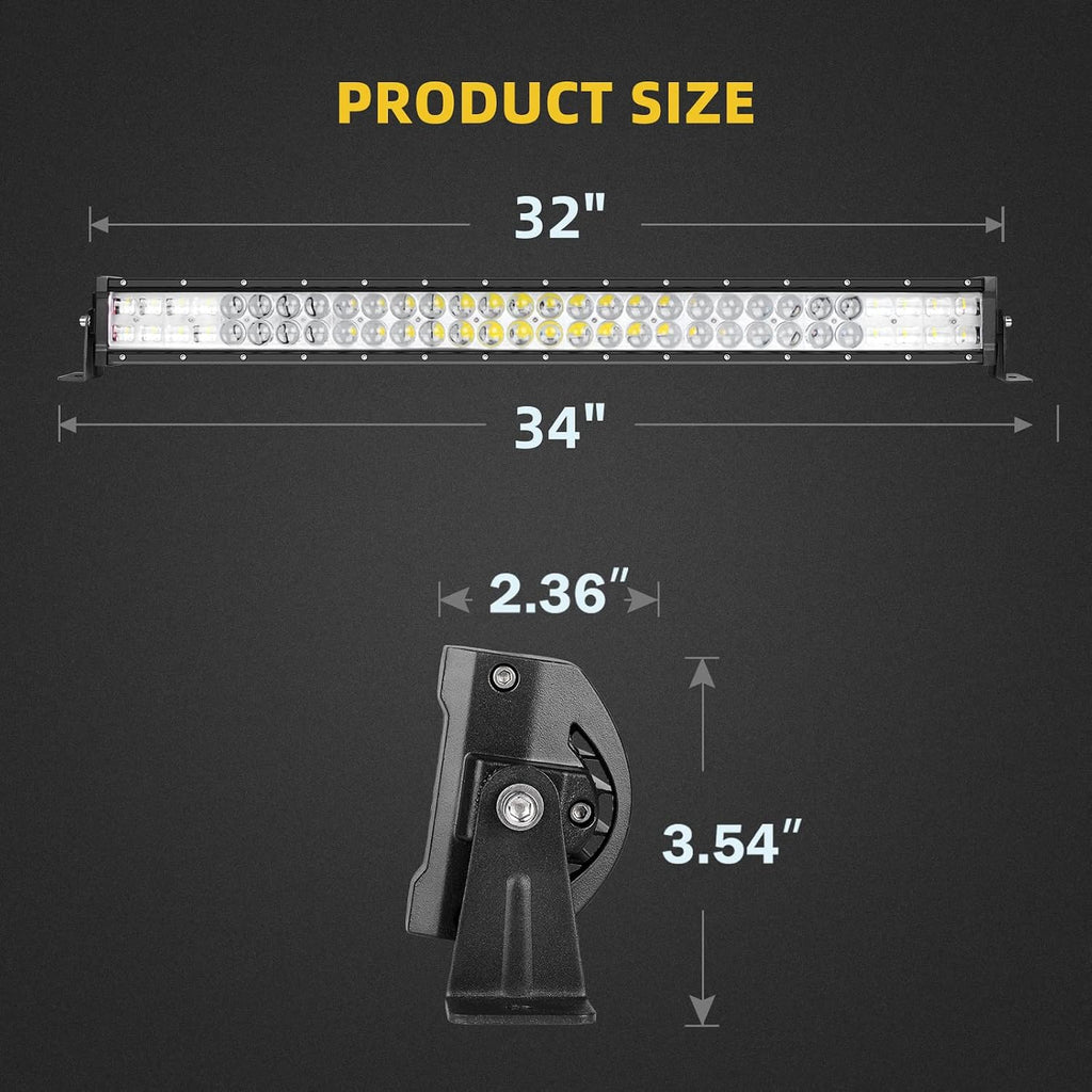 dwvo 32 inch led light bar w/10ft wiring shown in use