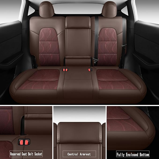 Tesla Model Y Seat Cover Full Set, Faux Leather Tesla Car Seat Cover, Perfect - Image 3