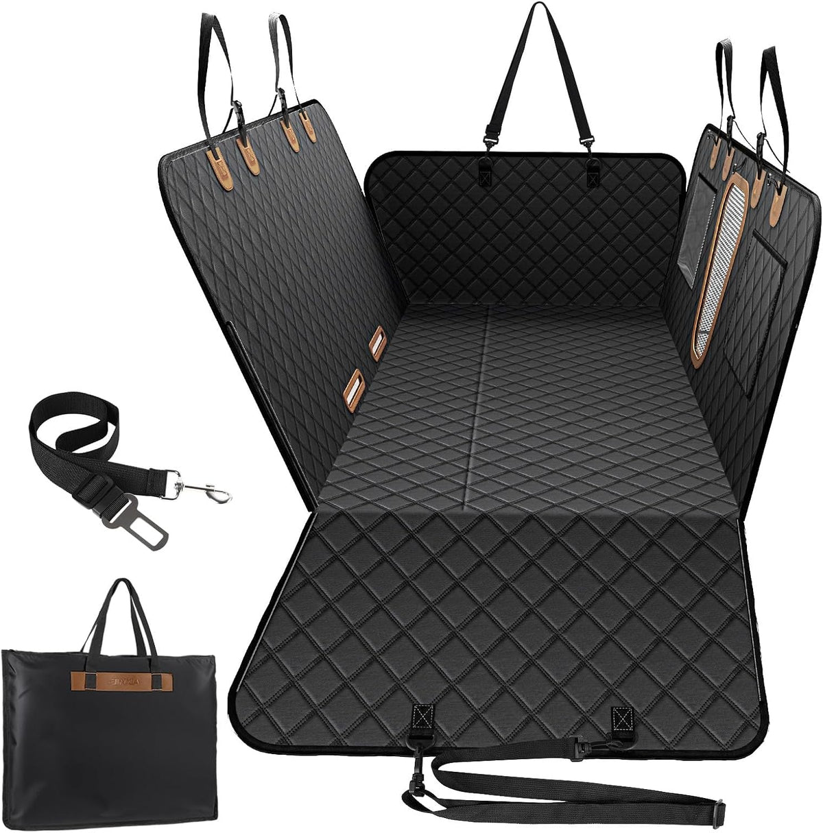 a-pce 600d heavy duty dog car seat cover, front angle view