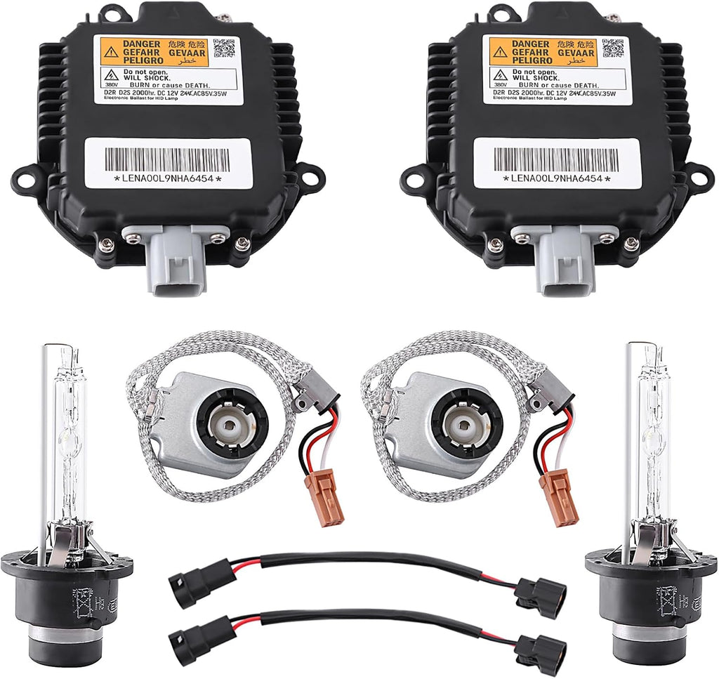 2 Set Xenon HID Ballast Headlight Control Unit with Igniter & D2S Bulb Compatible with Nissan Altima Maxima Murano 370Z 350Z G35 G37 FX35 FX45 QX56 QX70 QX80 Replace 28474-89904 28474-8991A