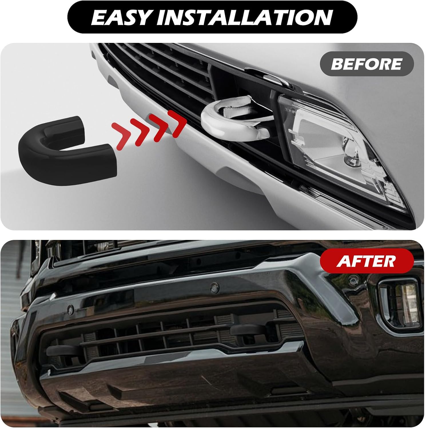 Tow Hook Covers for Silverado 2500/3500 HD 2020-2026, Hitch Cover Front Tow Hooks Compatible with Chevrolet Silverado 2500/3500 2020-2026 Accessories (Black)