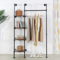 industrial pipe clothing rack with shelves, 71inch wall, main product view