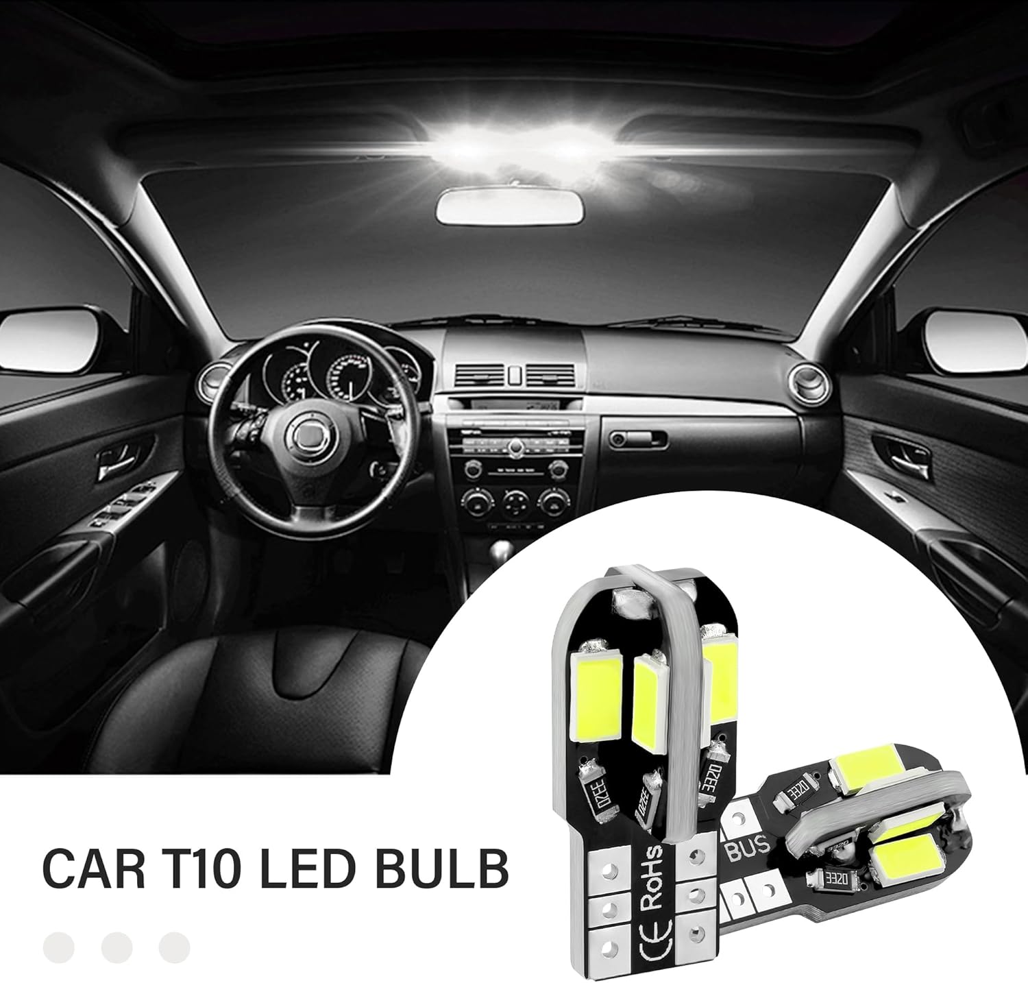 Stacool 10PCS T10 Interior Car Lights,12V Super Bright T10 LED Bulb for Map Lights,Reading Lights,License Plate Lights,Universal 5630 8SMD Car LED Lights Car Accessories for Most Cars (White)