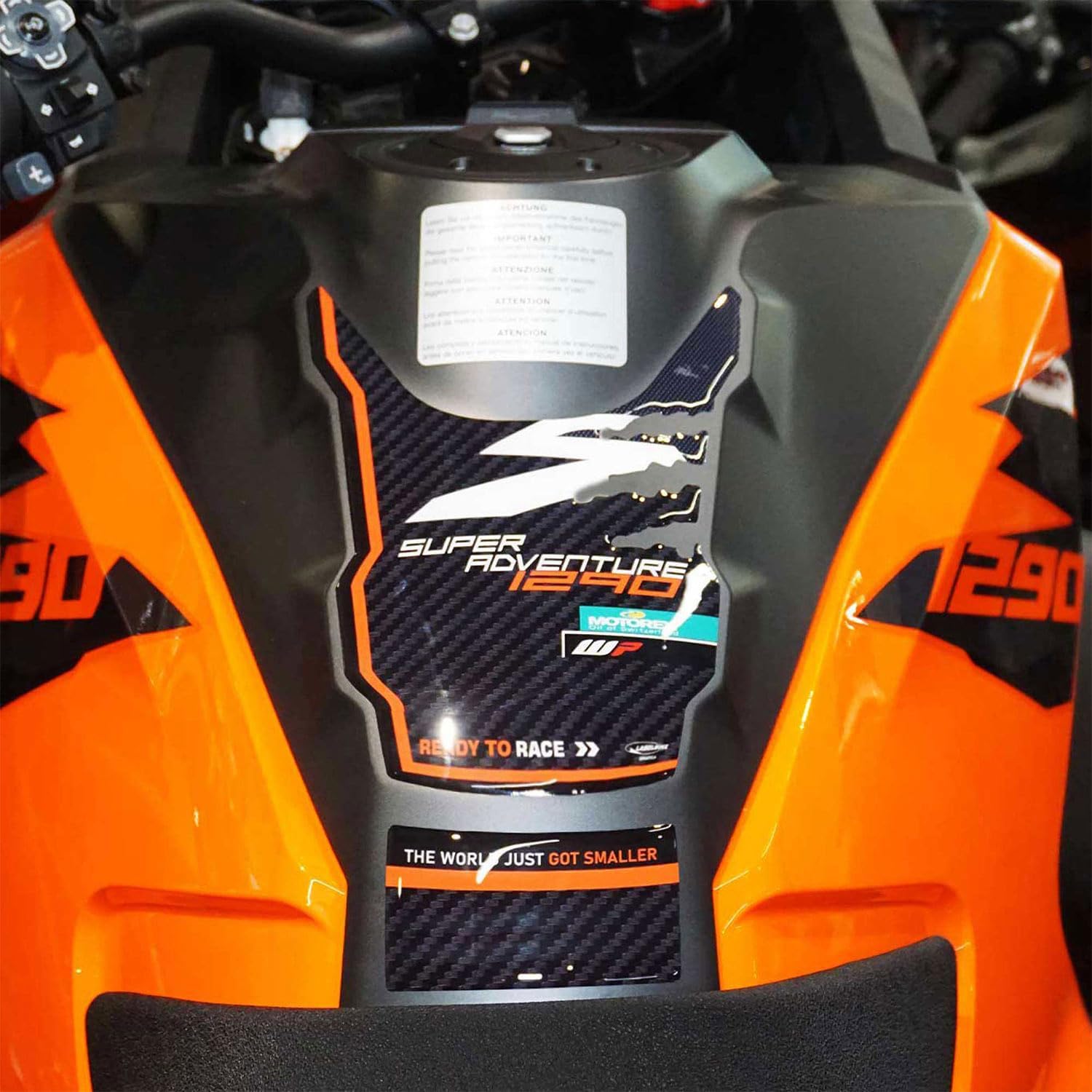 labelbike - 3D Stickers Motorcycle Fuel Tank Pad Decorations and Resin Protections Compatible with KTM 1290 Super Adventure S 2021-2024 Color Carbon Orange